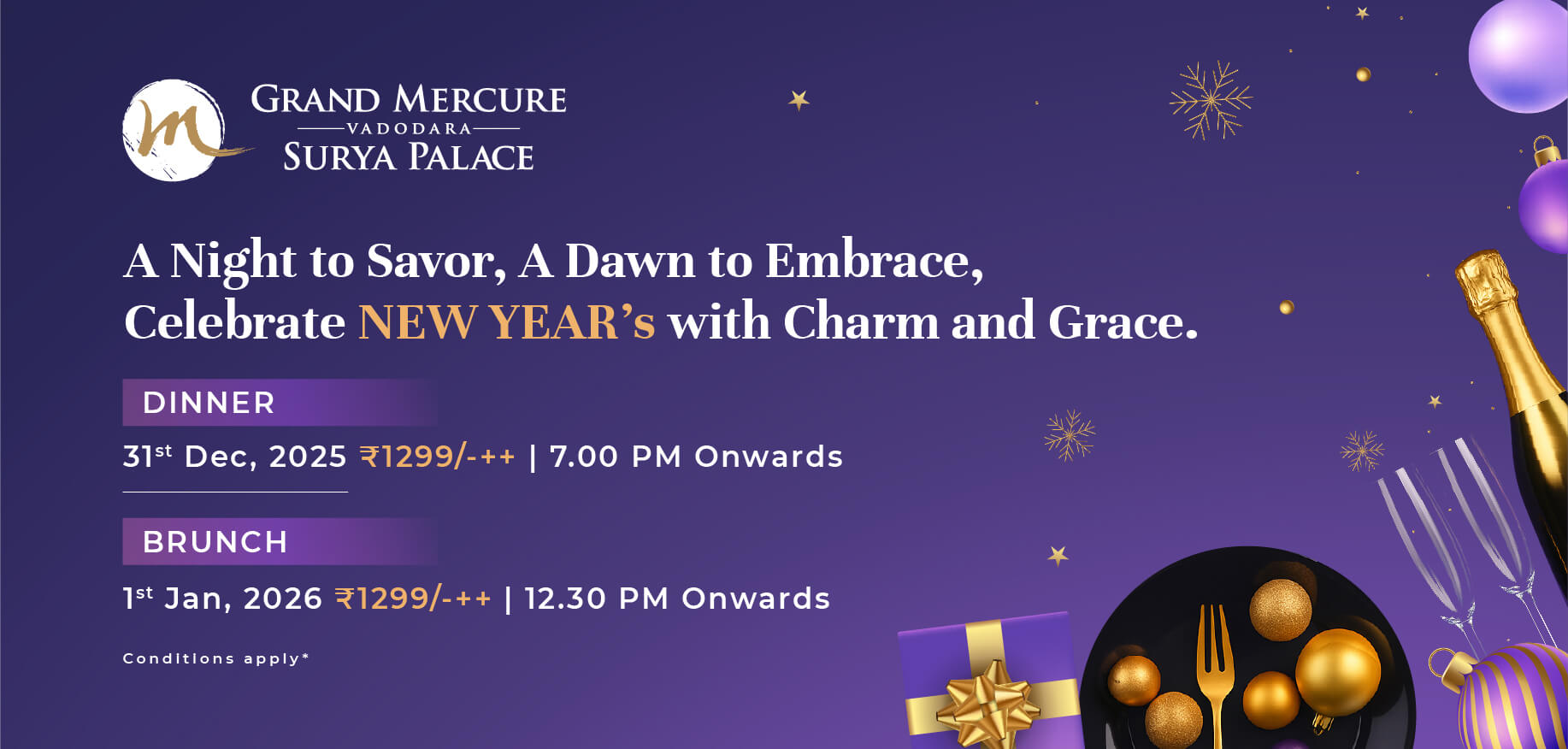 New Year's Eve 2025-26 Dinner & Party In Vadodara
