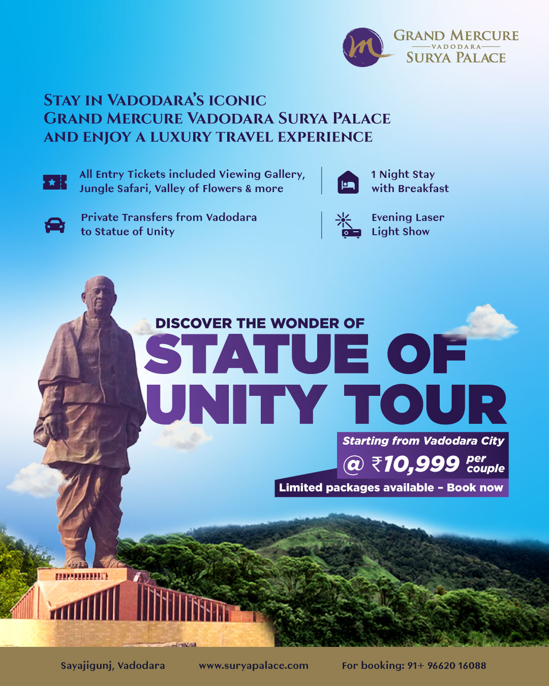 Statue Of Unity Tour Packages By Surya Palace